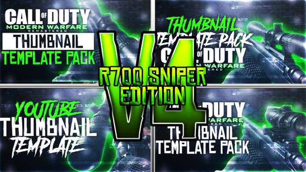Modern Warfare Remastered - R700 Sniper Rifle Edition - Thumbnail Template Pack V4 - Photoshop
