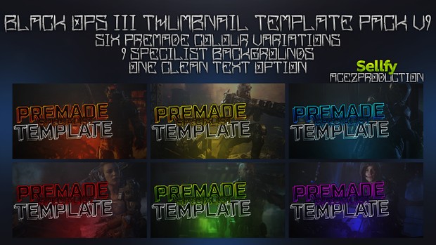 Black Ops 3 Thumbnail Template Pack V9 - Clean & Simple Edition