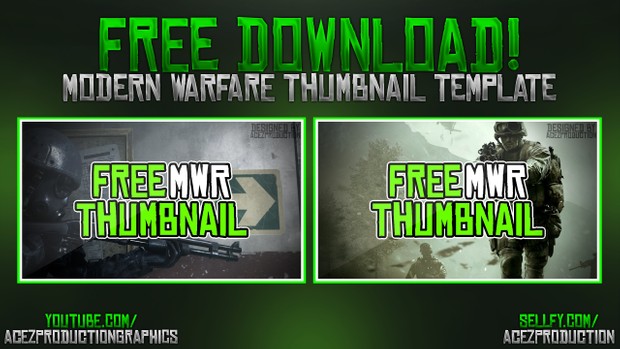 Modern Warfare Remastered YouTube Thumbnail Template Pack - Free Photoshop Template