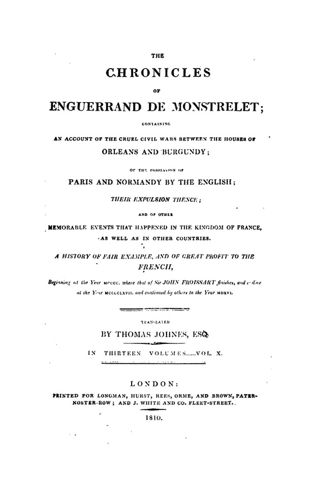 Enguerrand de Monstrelet chronicle vol.10
