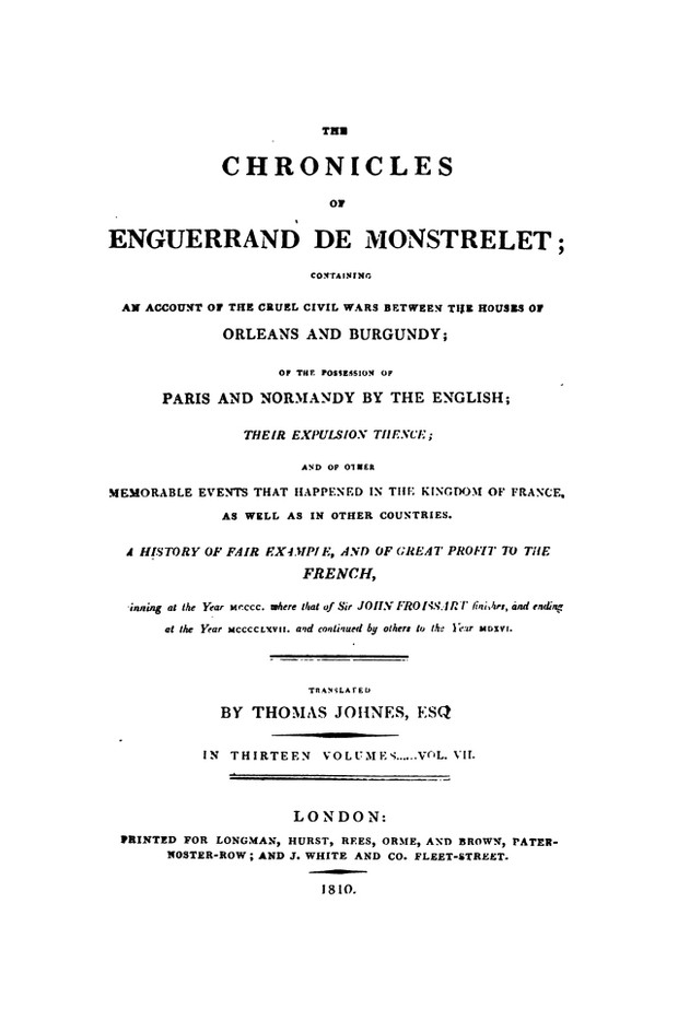 Enguerrand de Monstrelet chronicle vol.7
