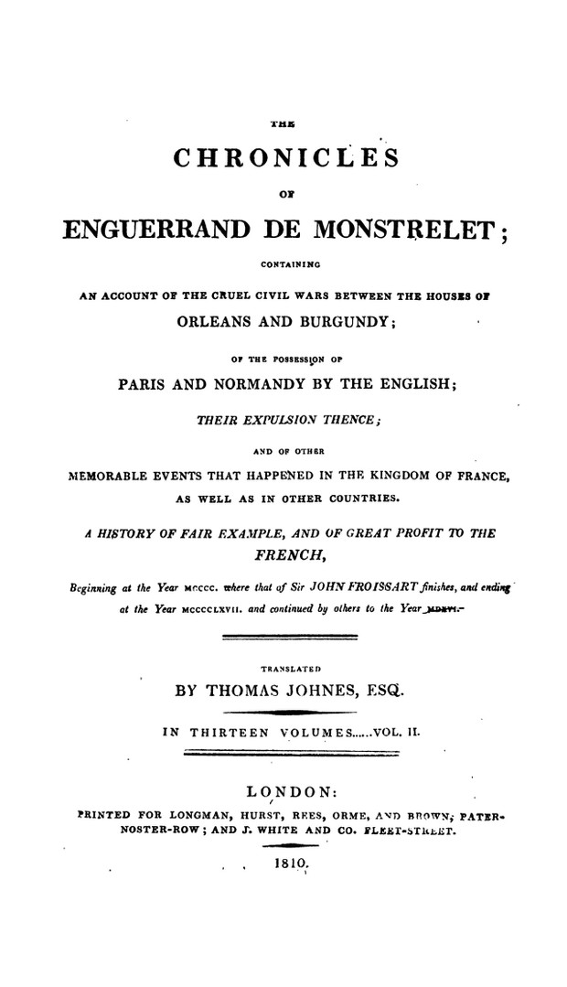 Enguerrand de Monstrelet chronicle v. 2