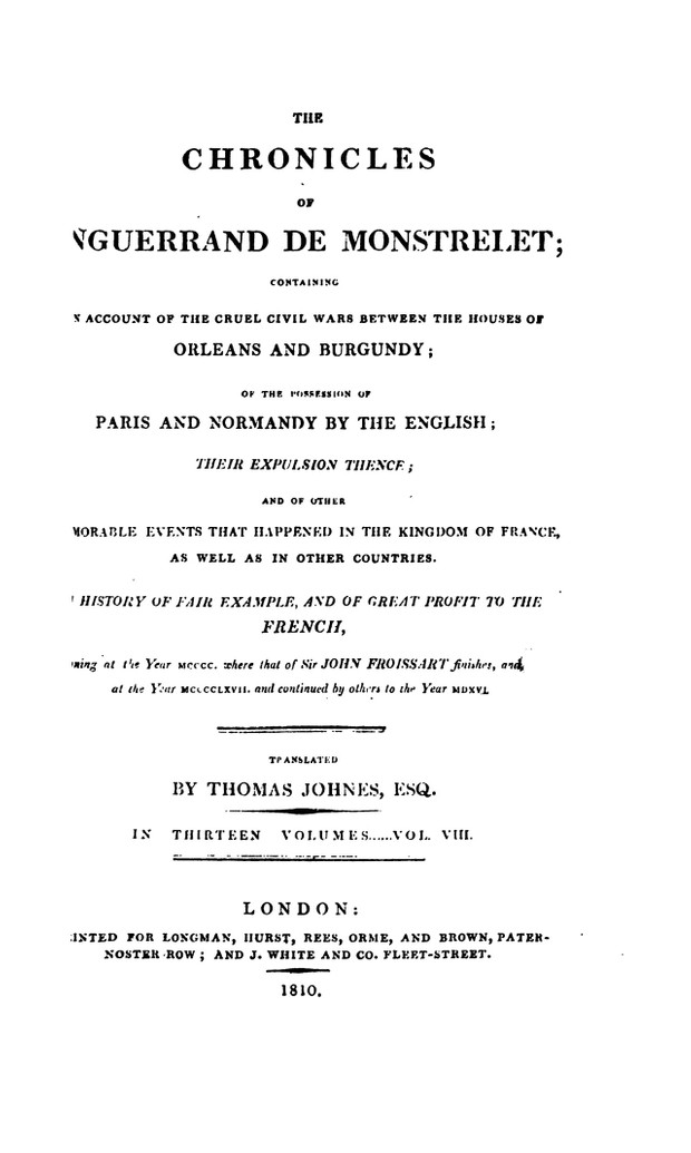 Enguerrand de Monstrelet chronicle vol.8
