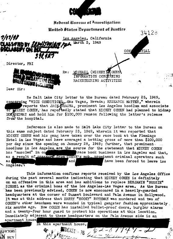 Mickey Cohen FBI Files