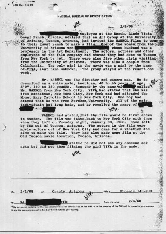 Andy Warhol FBI Files