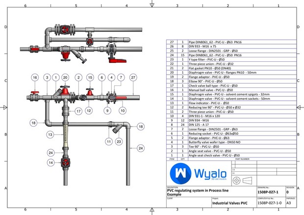 PVC Industrial valves and fittings.