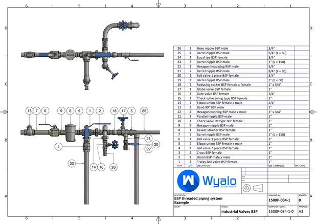 BSP threaded valves and fittings.