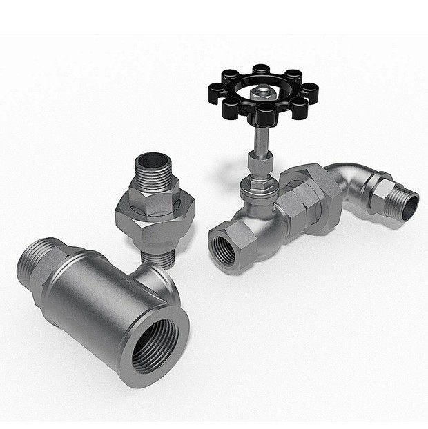 BSP threaded valves and fittings.