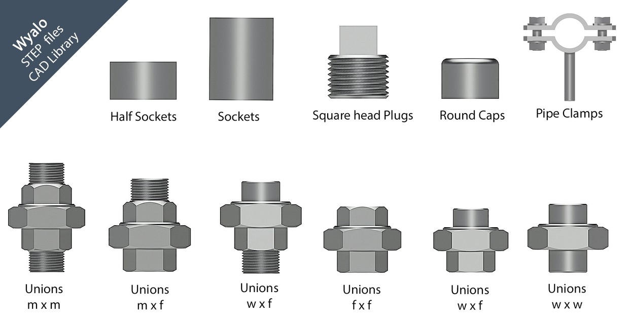 Sanitary Pipe Fittings Autocad Drawings