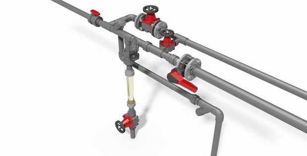 PVC Industrial valves and fittings.