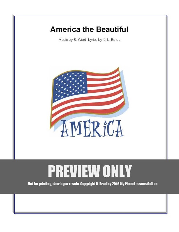 America the Beautiful Level 1A piano