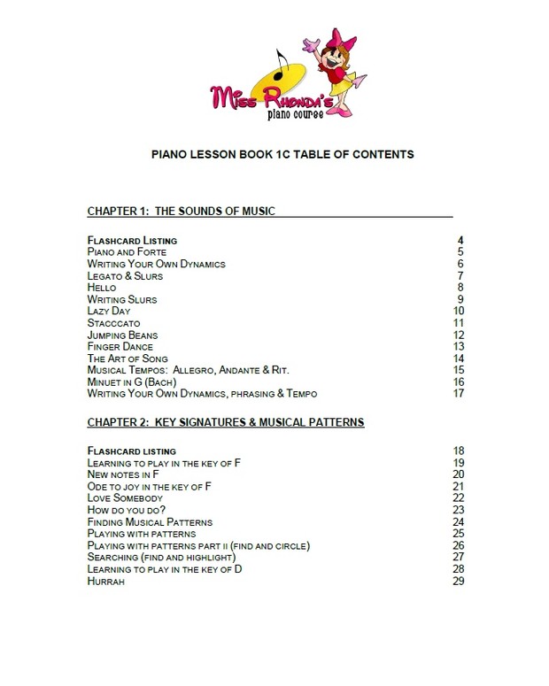 Miss Rhonda's Piano Lesson Book 1C