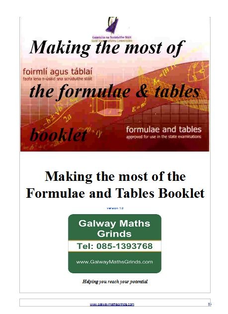 Making the most of the Formulae and Tables Booklet