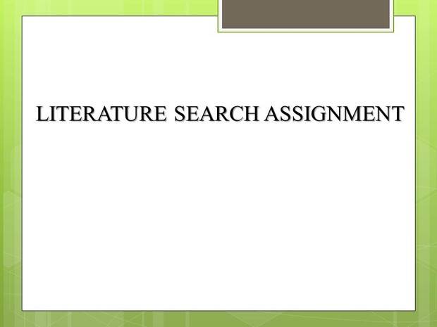 Literature Search Assignment