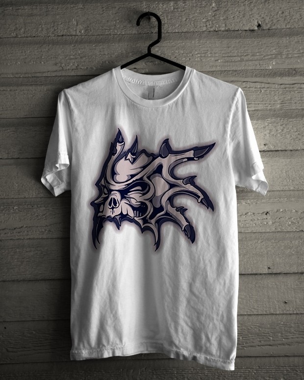 Tshirt Design - Horned Skull In Blue