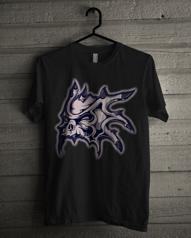Tshirt Design - Horned Skull In Blue