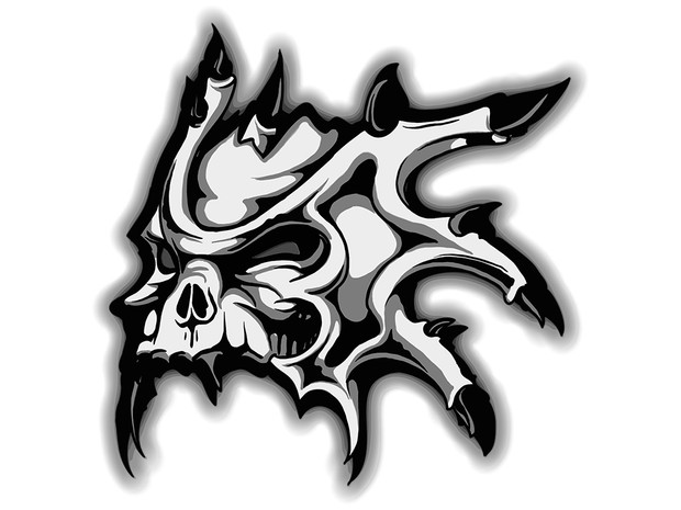 Tshirt Design - Horned Skull In Black And White