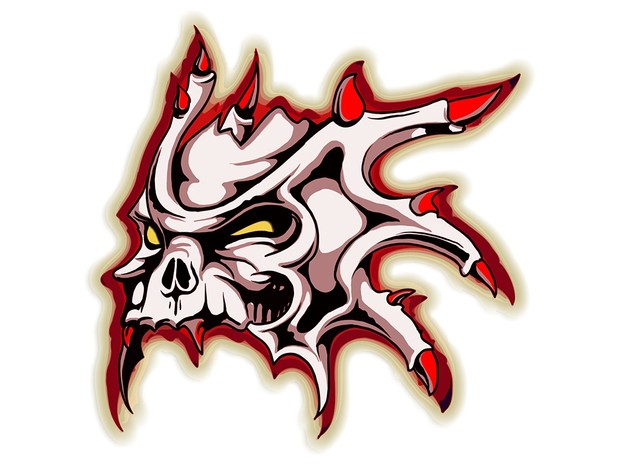 Tshirt Design - Horned Skull In Red And White