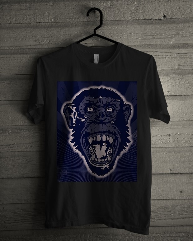 T-shirt Design Image - Monkey Face In Blue