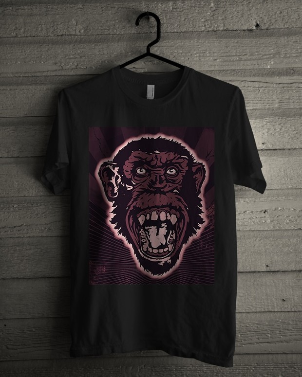 T-shirt Design Image - Monkey Face In Purple