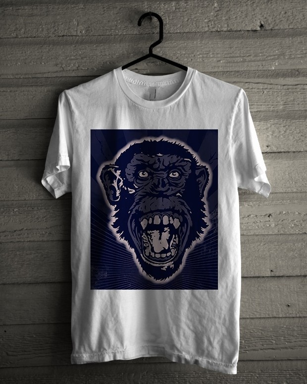 T-shirt Design Image - Monkey Face In Blue