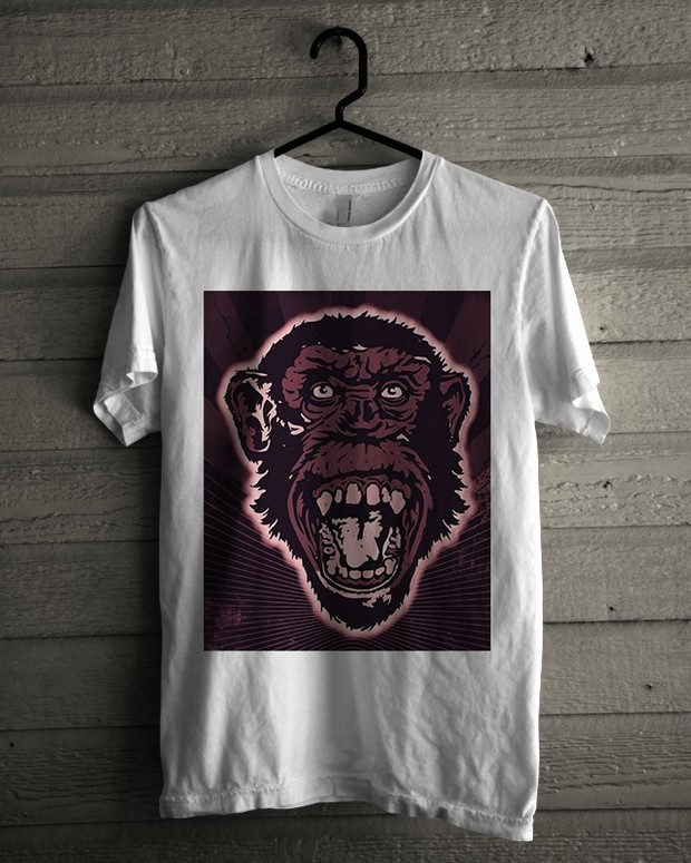 T-shirt Design Image - Monkey Face In Purple