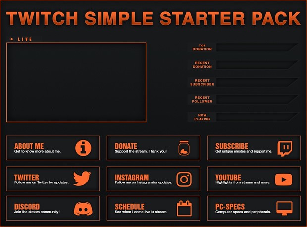 Twitch | Simple Starter Pack #3 | Cam Overlay, Panels, Labels