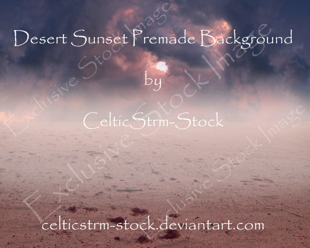 Desert Sunset Premade Background Stock Photo