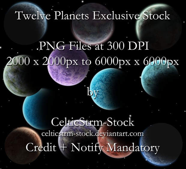 12 Sci-Fi Planet .PNG Stock Pack