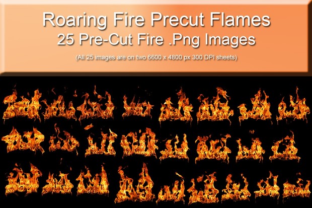 25 Pre-Cut Fire Png Files