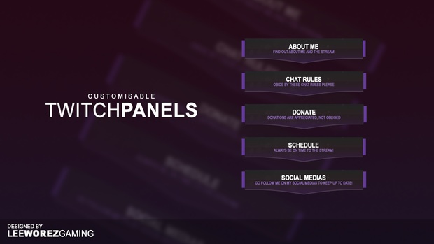 Twitch Panel Pack | Customisable Concept Design