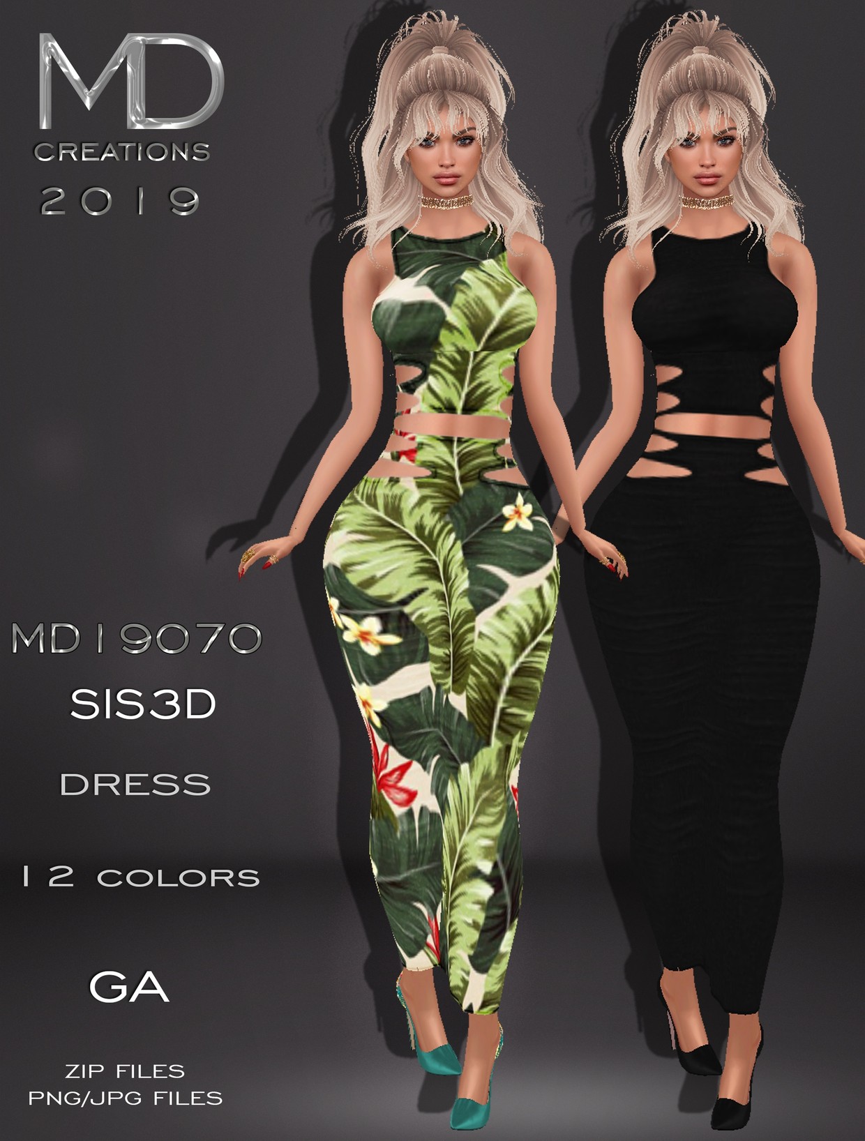 MD 19070 - Long Dress - Sis3D - IMVU - Texture - MissDesign