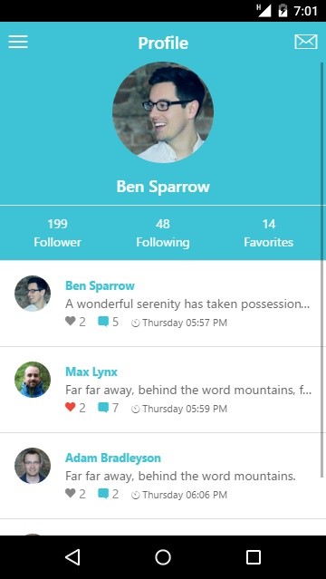 ionSocial - Social flat UI kit for ionic