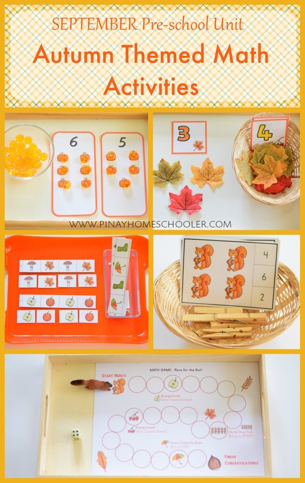 September Preschool Unit Autumn Themed Math Activities