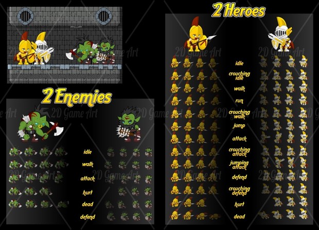 Knight vs Orc - Game Sprites