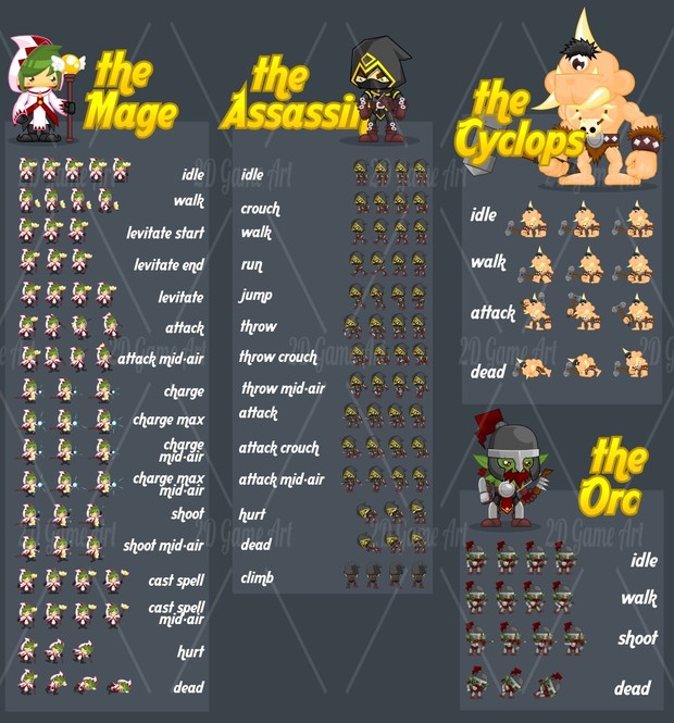 Assassin vs Cyclops - Game Sprites
