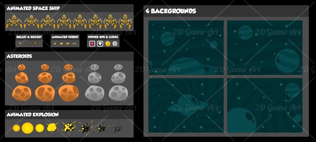Asteroids Game Sprites