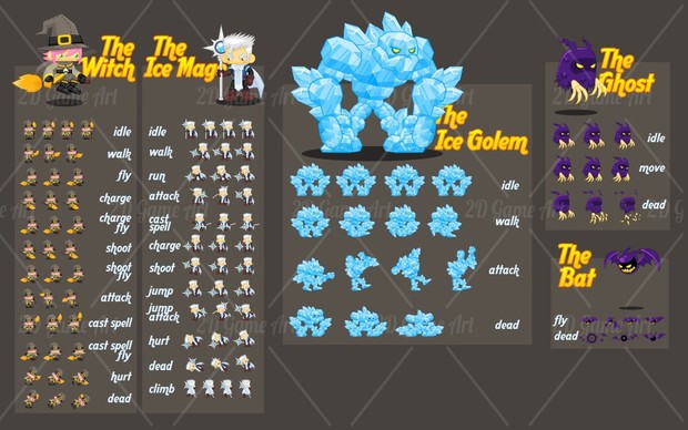 Witch & Ice Mage - Game Sprites