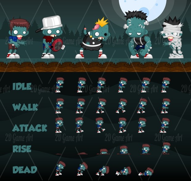 Zombie Family - Game Sprites