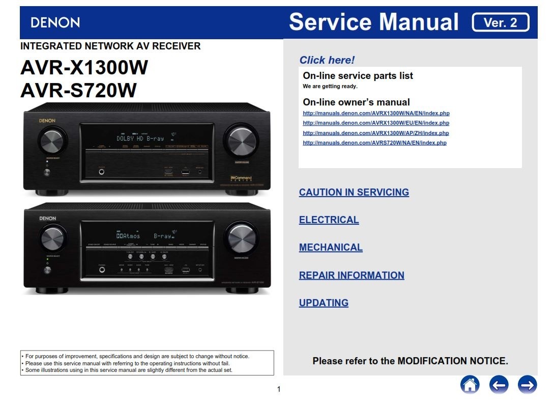 Denon AVR S720W X3100W Network A/V Receiver Original S - serviceandrepair