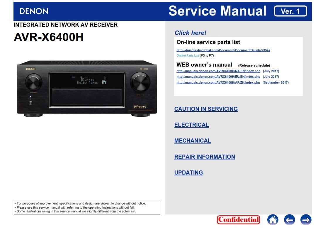Denon AVR X6400H original service manual and repair in - serviceandrepair