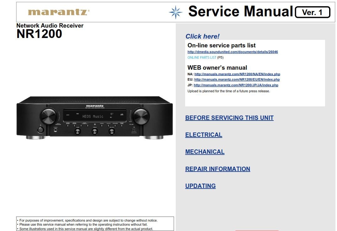 Marantz NR1200 A/V Receiver Service Manual and Repair - serviceandrepair