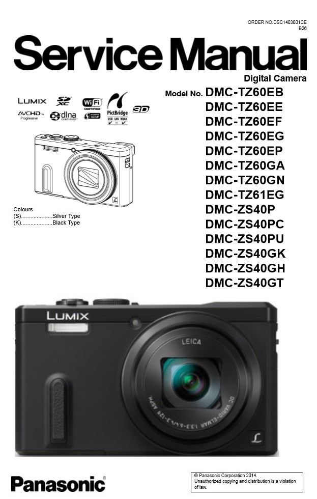 Panasonic Lumix Dmc Zs40 Tz60 Tz61 Digital Camera Serv Serviceandrepair