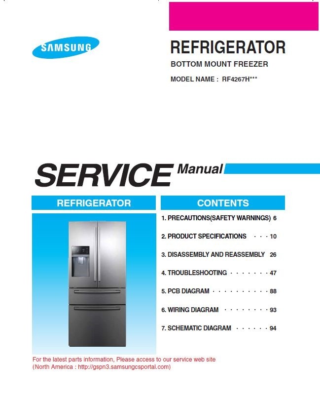 Samsung RF4267HARS RF4267HAWP RF4267HABP Service Manua - serviceandrepair