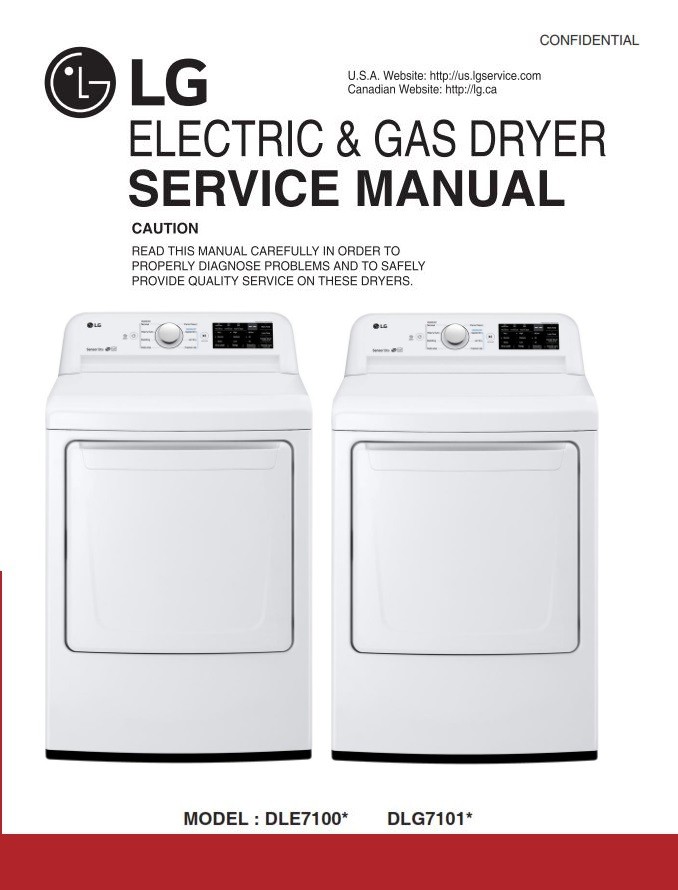 LG DLE7100 DLE7100W DLG7101W Dryer Service Manual and serviceandrepair