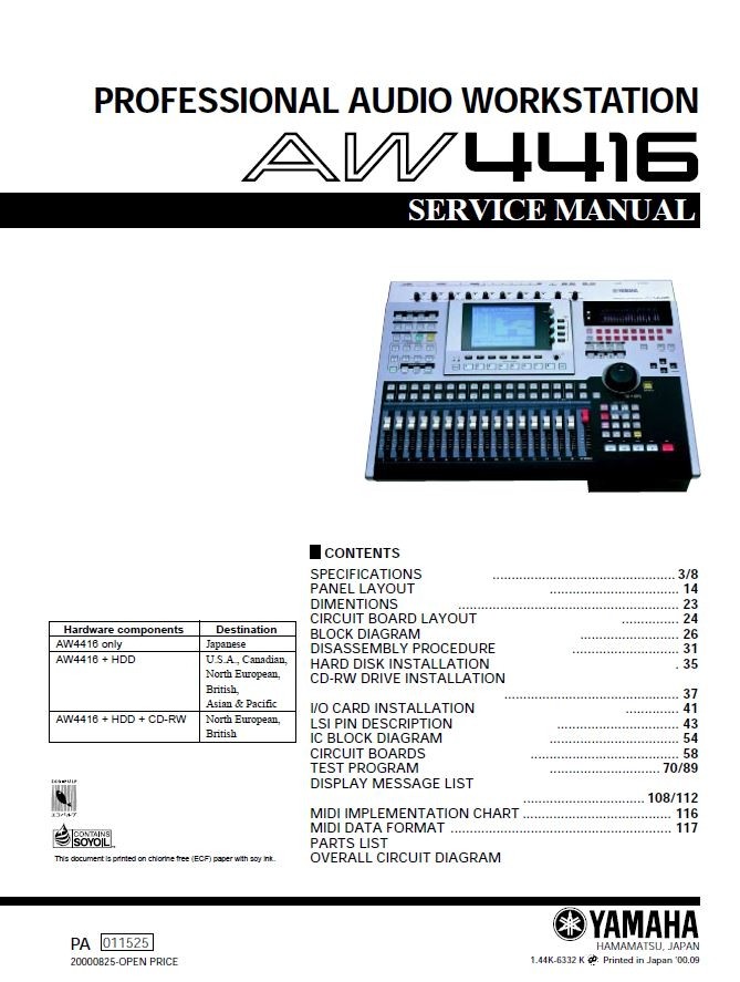 Yamaha AW4416 Service Manual & Troubleshooting Guide - serviceandrepair