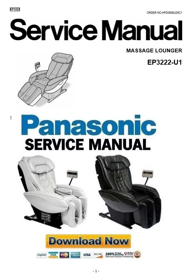 Panasonic Ep3222 Massage Chair Service Manual Repair