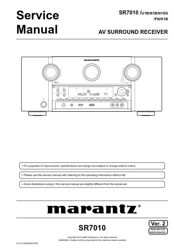 Marantz SR7010 AV Surround Receiver service manual and serviceandrepair