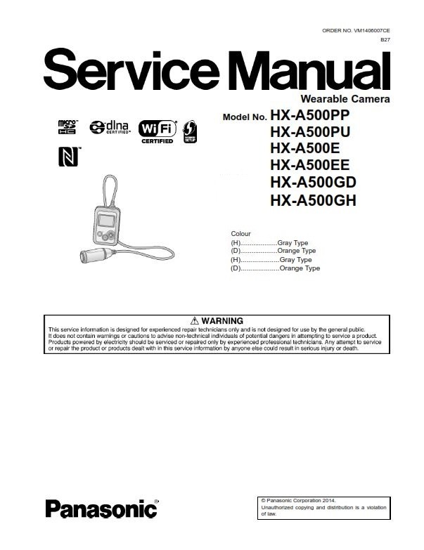 Panasonic Hx A500 Active Camcorder Service Manual And