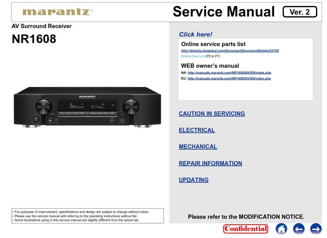 Marantz NR1608 AV Receiver Service Manual and Repair G - serviceandrepair